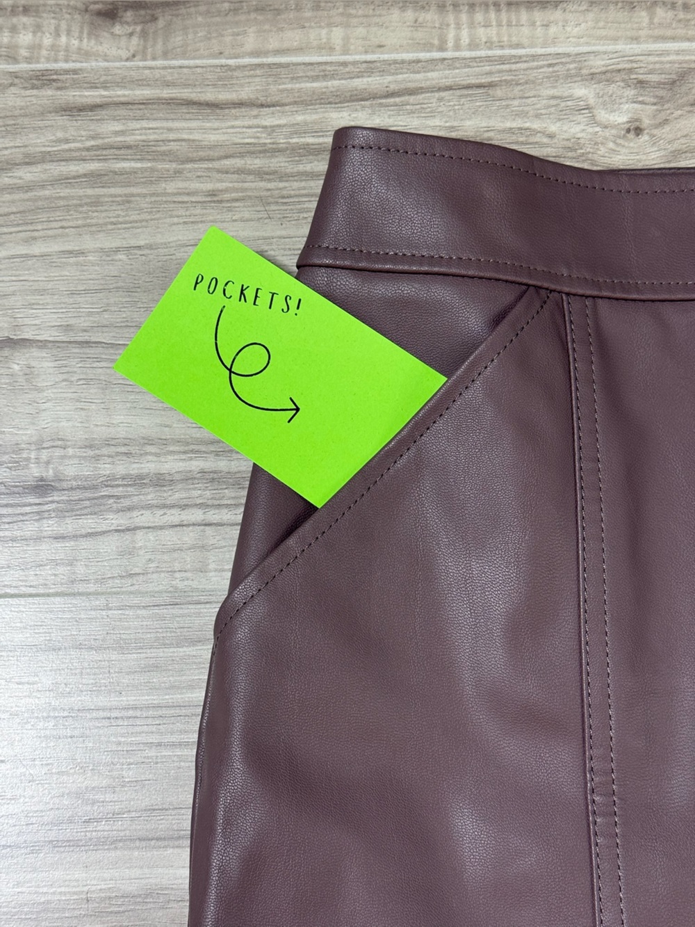 Express Chocolate Brown Faux Leather Mini Skirt with Side Zip - Picture 3 of 11